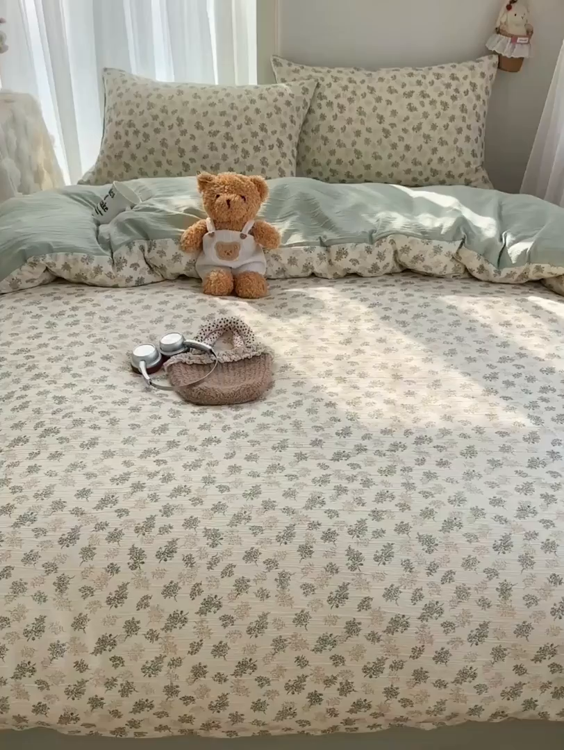 91家纺网 家纺一手货源 找家纺 瑞钰 2025新款甄选三层纱印花四件套 沐风