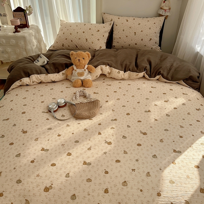 91家纺网 家纺一手货源 找家纺 瑞钰 2025新款甄选三层纱印花四件套 南瓜派