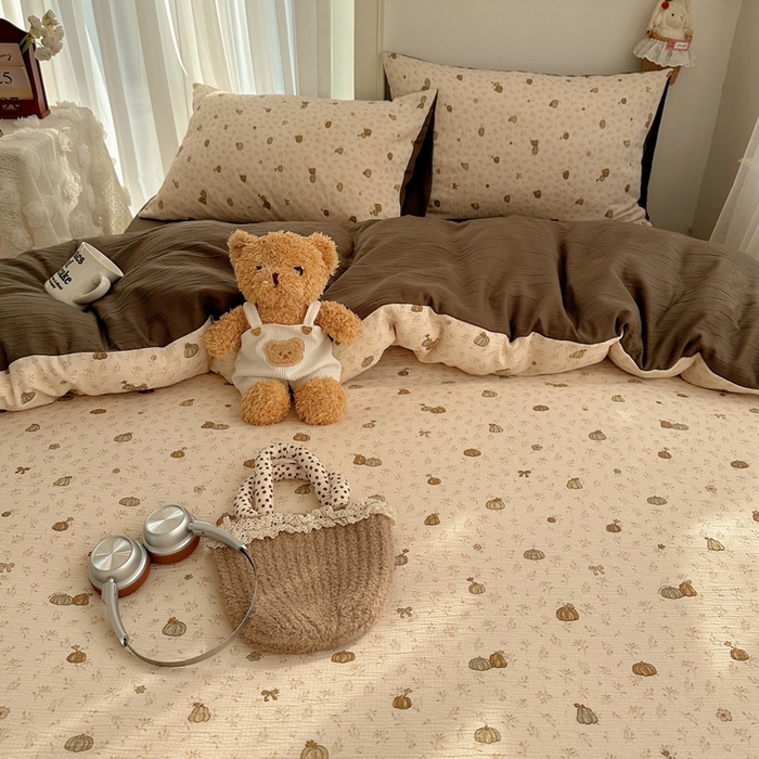 91家纺网 家纺一手货源 找家纺 瑞钰 2025新款甄选三层纱印花四件套 南瓜派