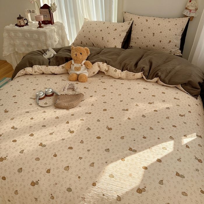 91家纺网 家纺一手货源 找家纺 瑞钰 2025新款甄选三层纱印花四件套 南瓜派