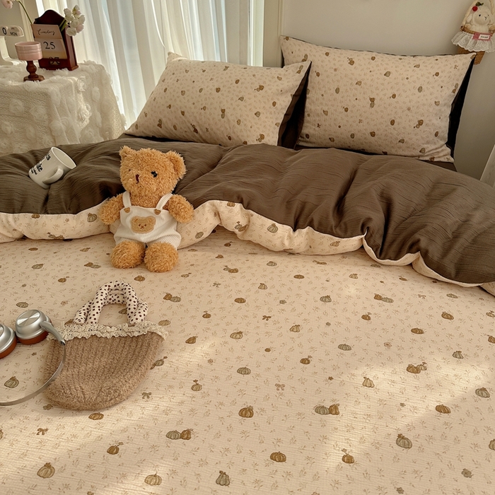 91家纺网 家纺一手货源 找家纺 瑞钰 2025新款甄选三层纱印花四件套 南瓜派