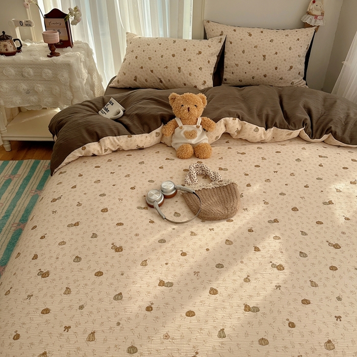 91家纺网 家纺一手货源 找家纺 瑞钰 2025新款甄选三层纱印花四件套 南瓜派