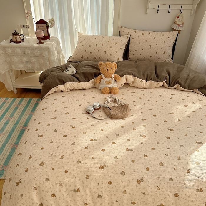 91家纺网 家纺一手货源 找家纺 瑞钰 2025新款甄选三层纱印花四件套 南瓜派