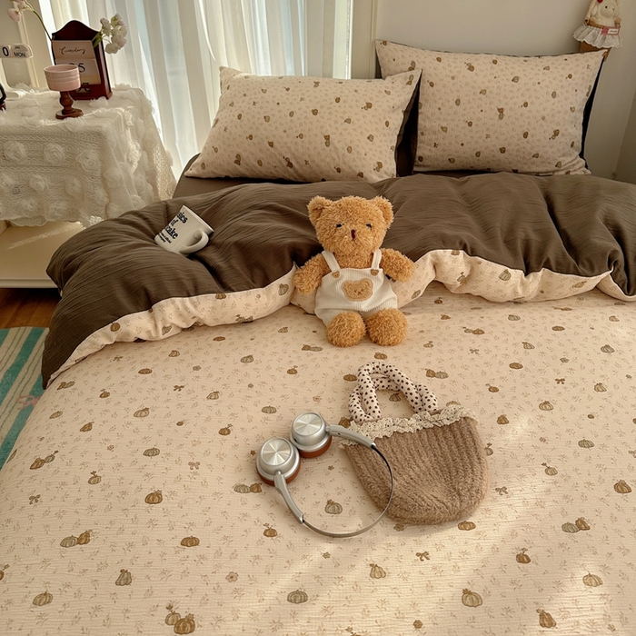 91家纺网 家纺一手货源 找家纺 瑞钰 2025新款甄选三层纱印花四件套 南瓜派