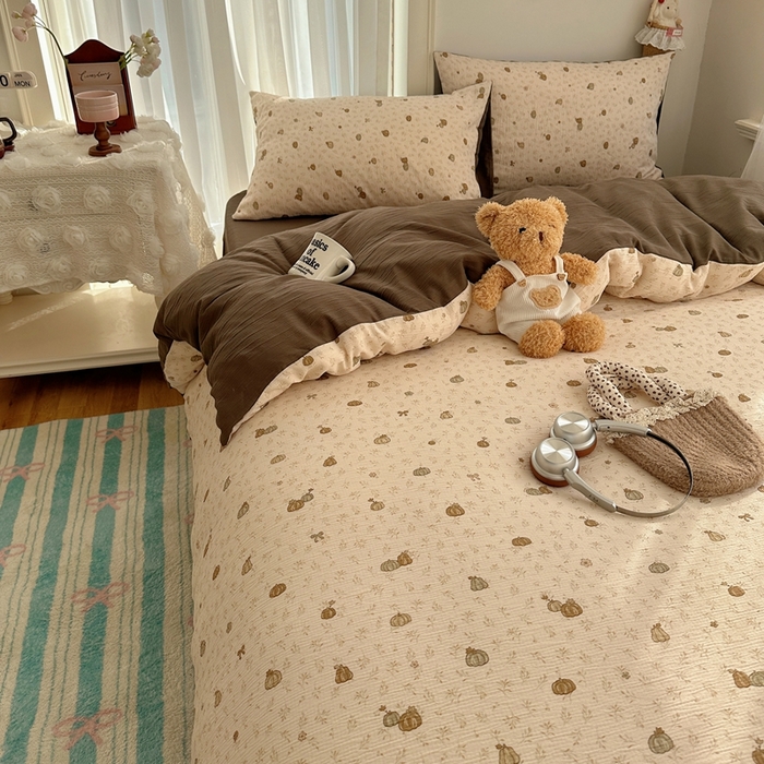 91家纺网 家纺一手货源 找家纺 瑞钰 2025新款甄选三层纱印花四件套 南瓜派