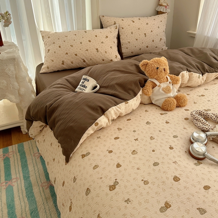 91家纺网 家纺一手货源 找家纺 瑞钰 2025新款甄选三层纱印花四件套 南瓜派