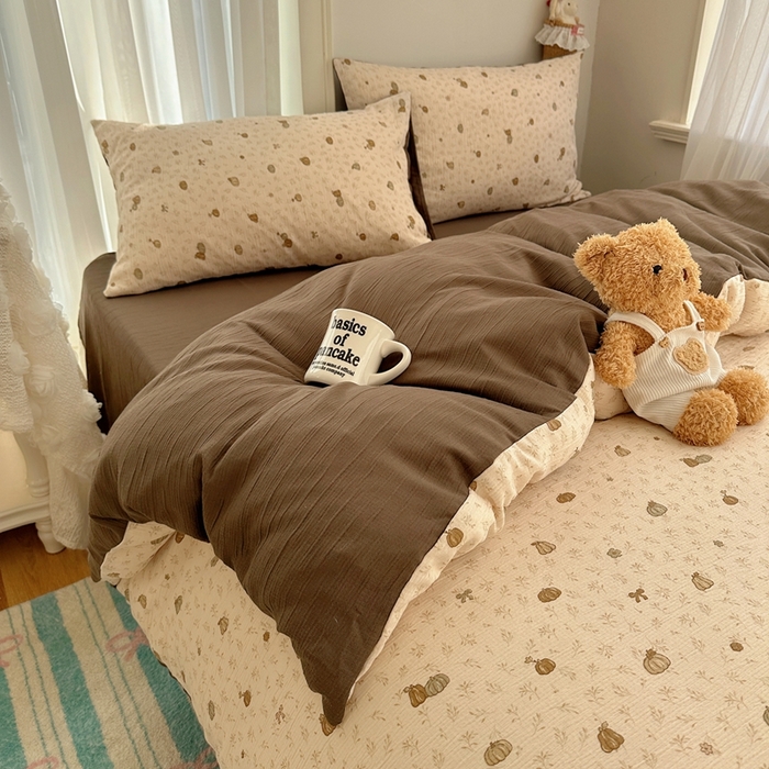 91家纺网 家纺一手货源 找家纺 瑞钰 2025新款甄选三层纱印花四件套 南瓜派