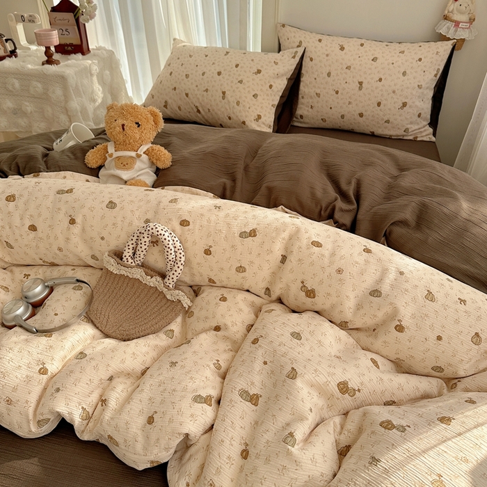 91家纺网 家纺一手货源 找家纺 瑞钰 2025新款甄选三层纱印花四件套 南瓜派