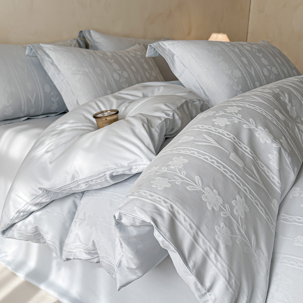 91家纺网 家纺一手货源 找家纺 （总）禾时 2026新款春夏全棉长绒棉立体提花四件套-花屿