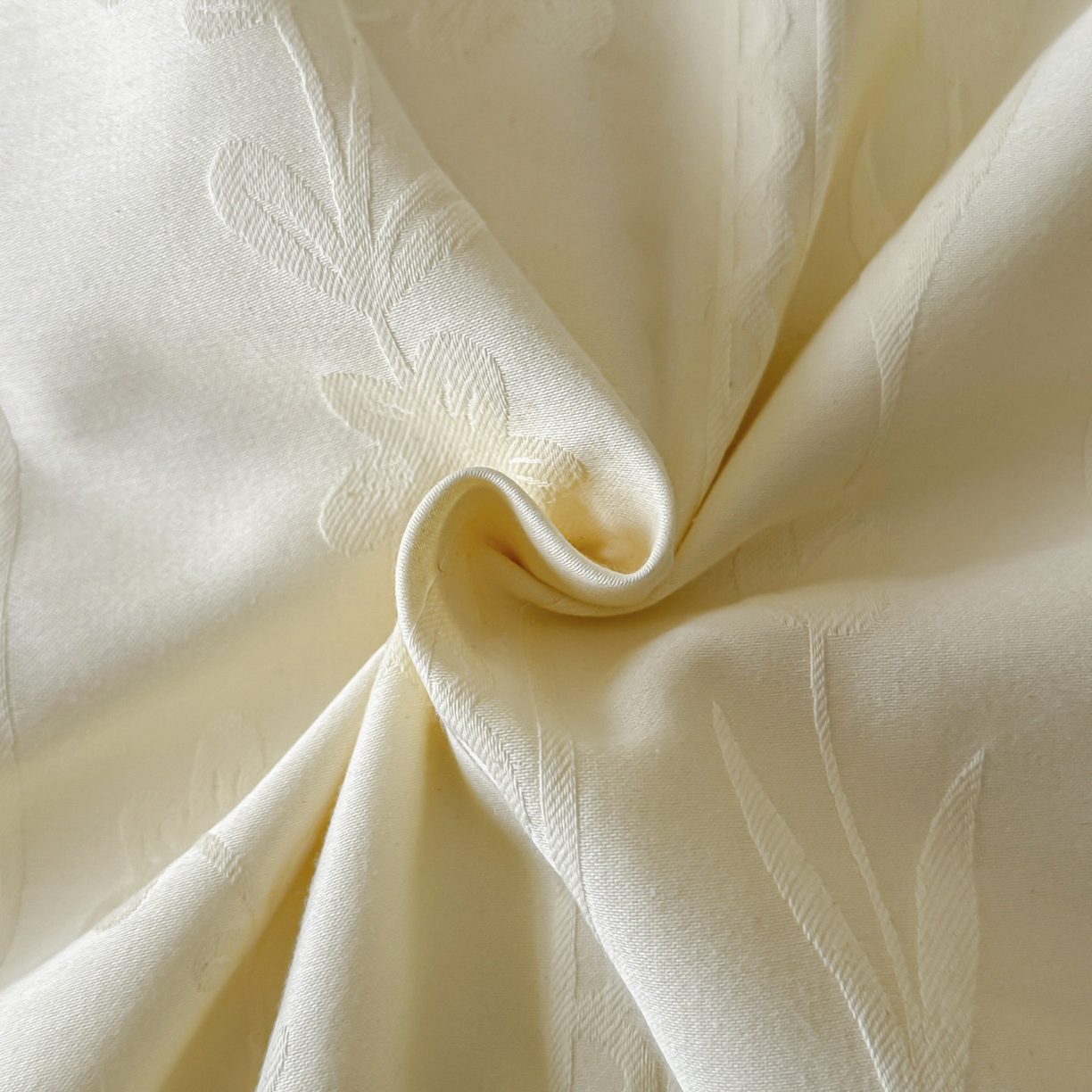 91家纺网 家纺一手货源 找家纺 禾时 2026新款春夏全棉长绒棉立体提花四件套-花屿 奶油黄