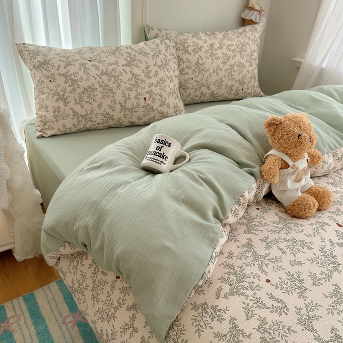 91家纺网 家纺一手货源 找家纺 瑞钰 2025新款甄选三层纱印花四件套 秋月梨