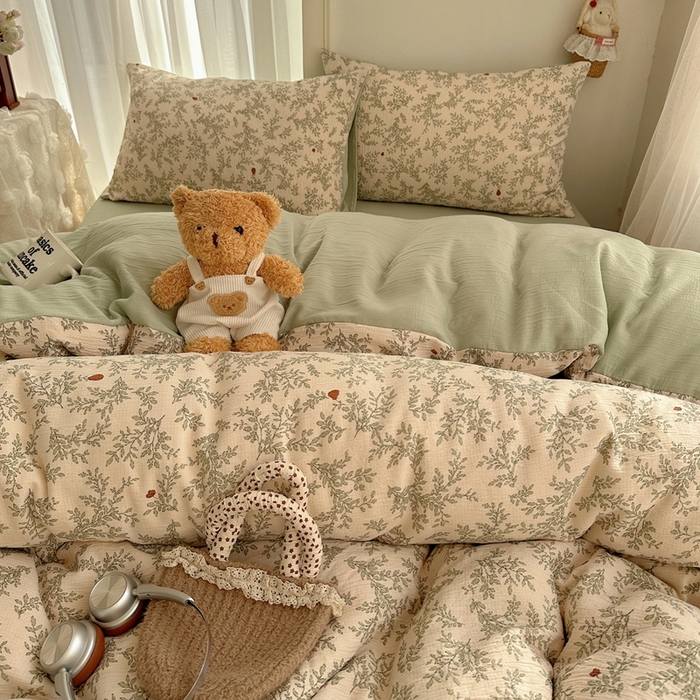 91家纺网 家纺一手货源 找家纺 瑞钰 2025新款甄选三层纱印花四件套 秋月梨