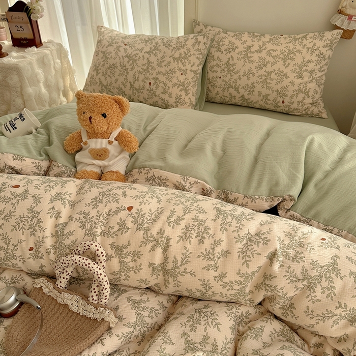 91家纺网 家纺一手货源 找家纺 瑞钰 2025新款甄选三层纱印花四件套 秋月梨