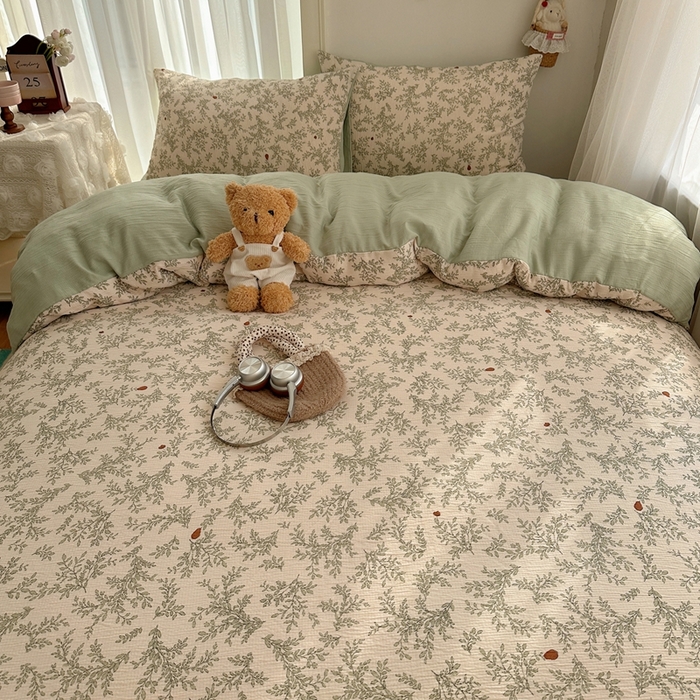 91家纺网 家纺一手货源 找家纺 瑞钰 2025新款甄选三层纱印花四件套 秋月梨