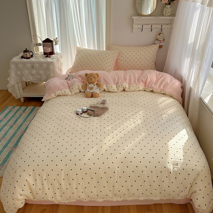 瑞钰 2025新款甄选三层纱印花四件套 小黑豆