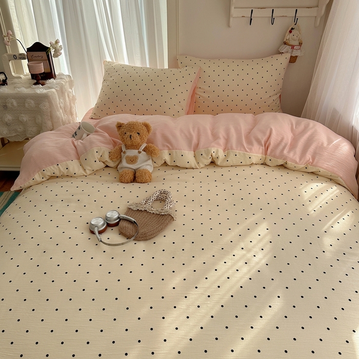 91家纺网 家纺一手货源 找家纺 瑞钰 2025新款甄选三层纱印花四件套 小黑豆