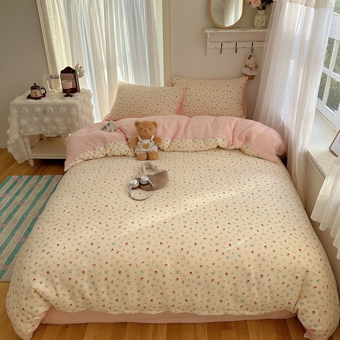 瑞钰 2025新款甄选三层纱印花四件套 小花点点