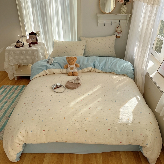 瑞钰 2025新款甄选三层纱印花四件套 星月天空