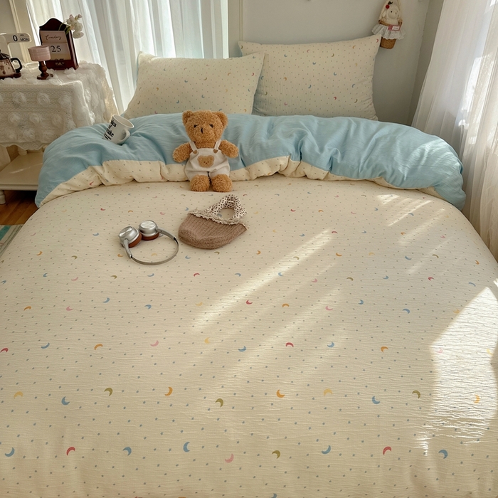 91家纺网 家纺一手货源 找家纺 瑞钰 2025新款甄选三层纱印花四件套 星月天空