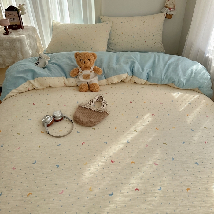 91家纺网 家纺一手货源 找家纺 瑞钰 2025新款甄选三层纱印花四件套 星月天空