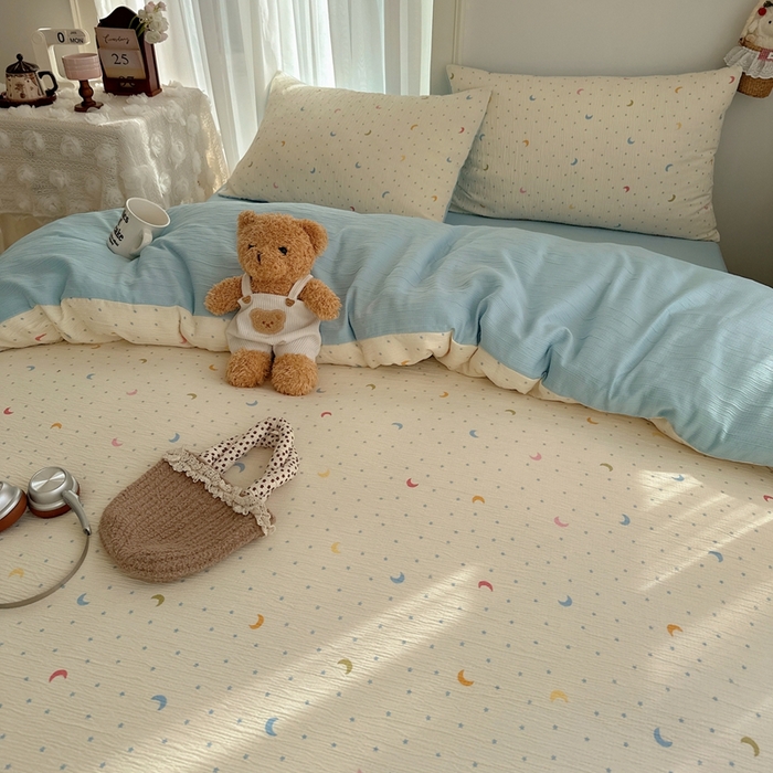 91家纺网 家纺一手货源 找家纺 瑞钰 2025新款甄选三层纱印花四件套 星月天空