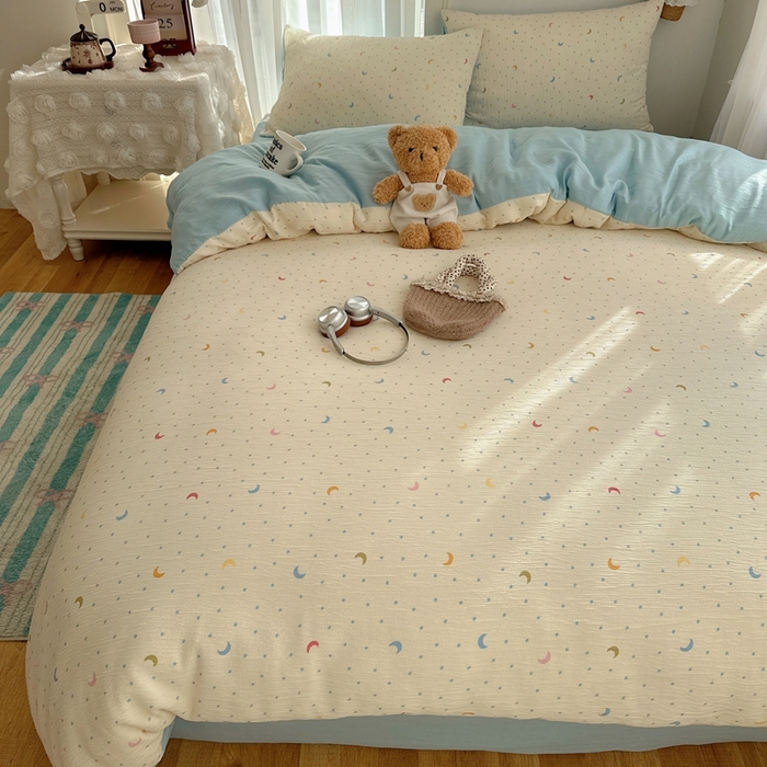 91家纺网 家纺一手货源 找家纺 瑞钰 2025新款甄选三层纱印花四件套 星月天空