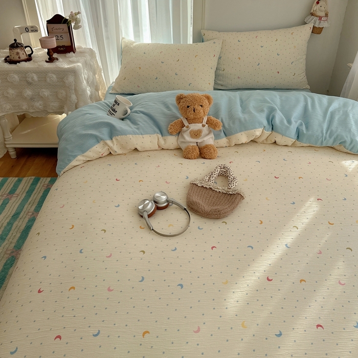 91家纺网 家纺一手货源 找家纺 瑞钰 2025新款甄选三层纱印花四件套 星月天空