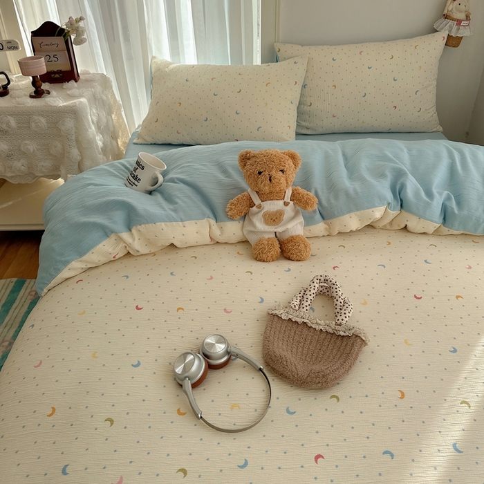 91家纺网 家纺一手货源 找家纺 瑞钰 2025新款甄选三层纱印花四件套 星月天空