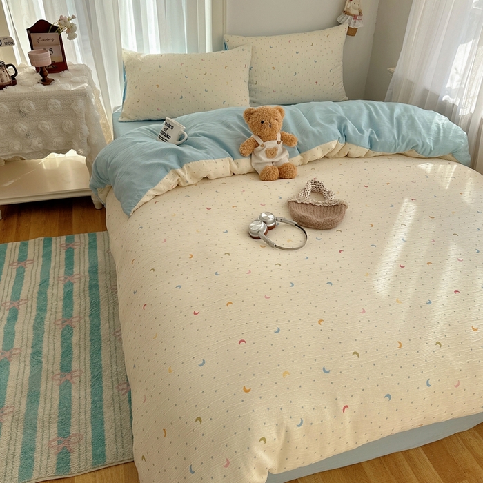 91家纺网 家纺一手货源 找家纺 瑞钰 2025新款甄选三层纱印花四件套 星月天空