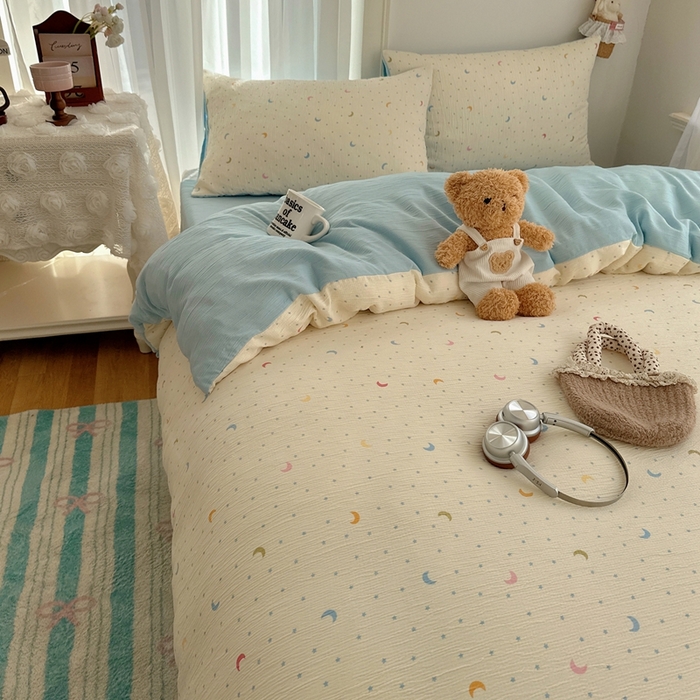 91家纺网 家纺一手货源 找家纺 瑞钰 2025新款甄选三层纱印花四件套 星月天空