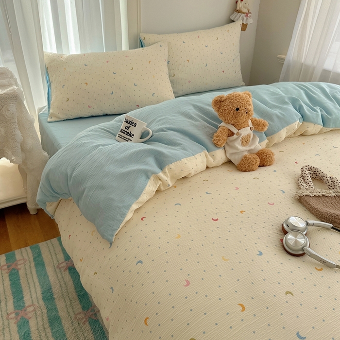 91家纺网 家纺一手货源 找家纺 瑞钰 2025新款甄选三层纱印花四件套 星月天空