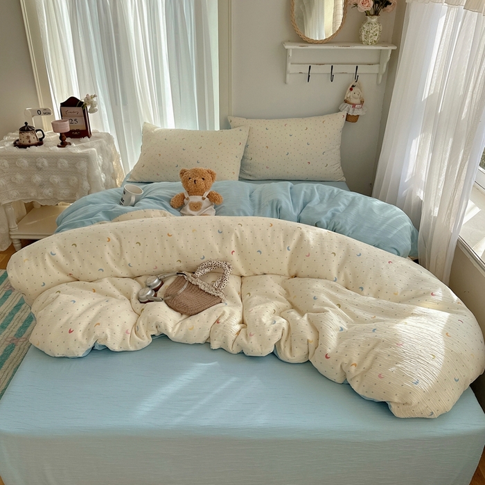 91家纺网 家纺一手货源 找家纺 瑞钰 2025新款甄选三层纱印花四件套 星月天空