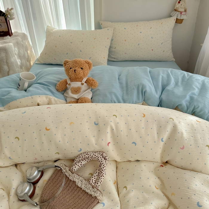 91家纺网 家纺一手货源 找家纺 瑞钰 2025新款甄选三层纱印花四件套 星月天空