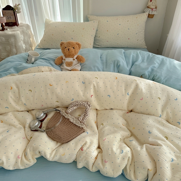 91家纺网 家纺一手货源 找家纺 瑞钰 2025新款甄选三层纱印花四件套 星月天空