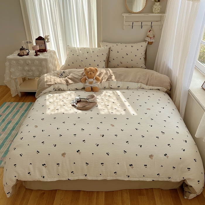 瑞钰 2025新款甄选三层纱印花四件套 撄桃物语