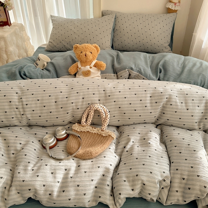 91家纺网 家纺一手货源 找家纺 瑞钰 2025新款甄选三层纱印花四件套 雨爱