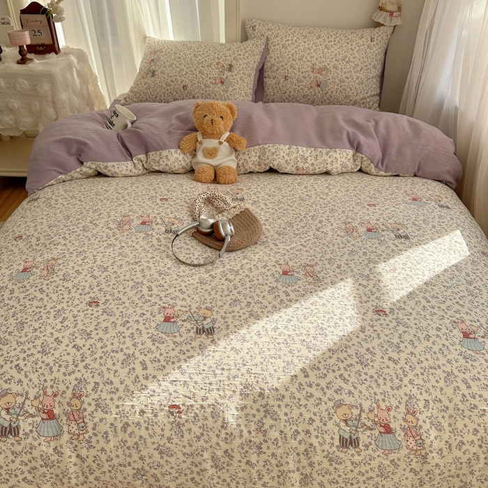 91家纺网 家纺一手货源 找家纺 瑞钰 2025新款甄选三层纱印花四件套 圆舞曲