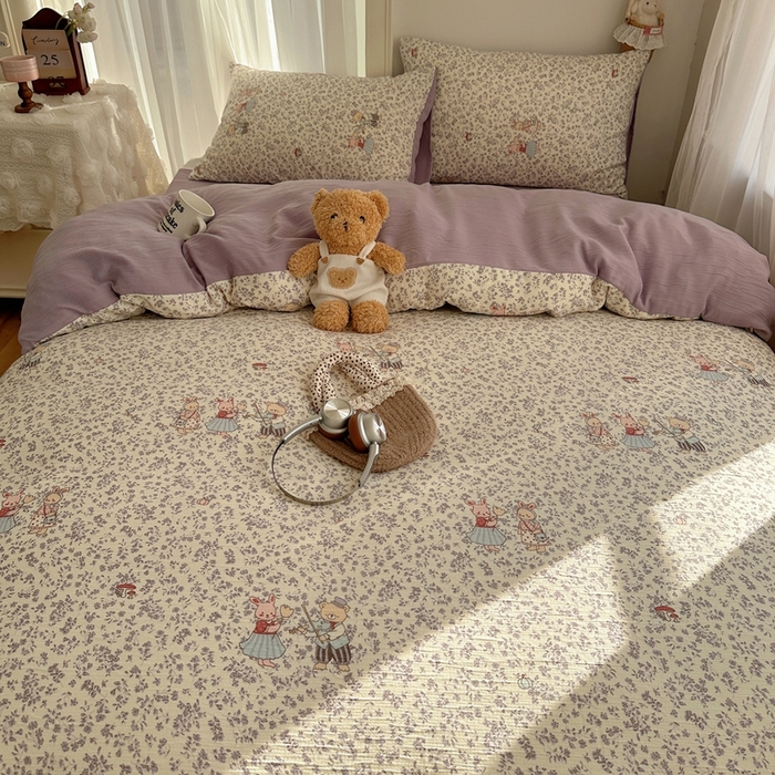 91家纺网 家纺一手货源 找家纺 瑞钰 2025新款甄选三层纱印花四件套 圆舞曲