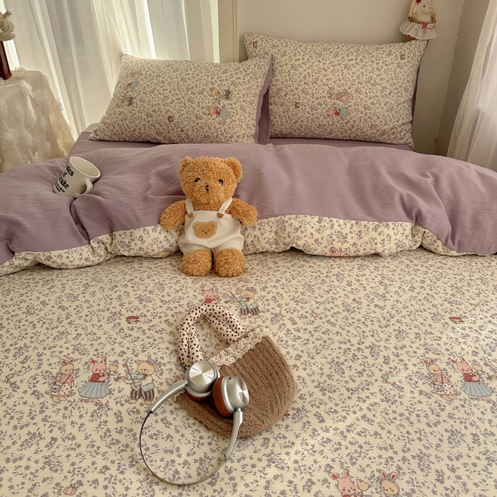 91家纺网 家纺一手货源 找家纺 瑞钰 2025新款甄选三层纱印花四件套 圆舞曲