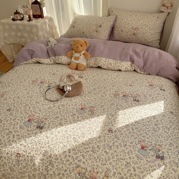 91家纺网 家纺一手货源 找家纺 瑞钰 2025新款甄选三层纱印花四件套 圆舞曲