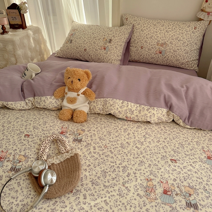 91家纺网 家纺一手货源 找家纺 瑞钰 2025新款甄选三层纱印花四件套 圆舞曲