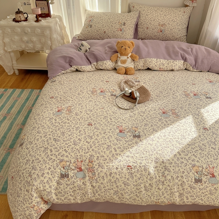 91家纺网 家纺一手货源 找家纺 瑞钰 2025新款甄选三层纱印花四件套 圆舞曲