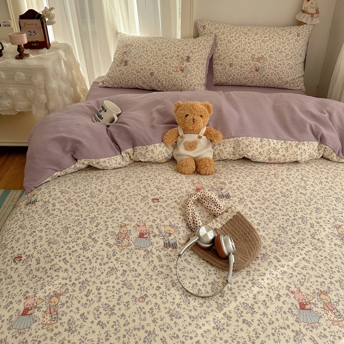 91家纺网 家纺一手货源 找家纺 瑞钰 2025新款甄选三层纱印花四件套 圆舞曲