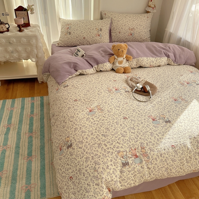 91家纺网 家纺一手货源 找家纺 瑞钰 2025新款甄选三层纱印花四件套 圆舞曲