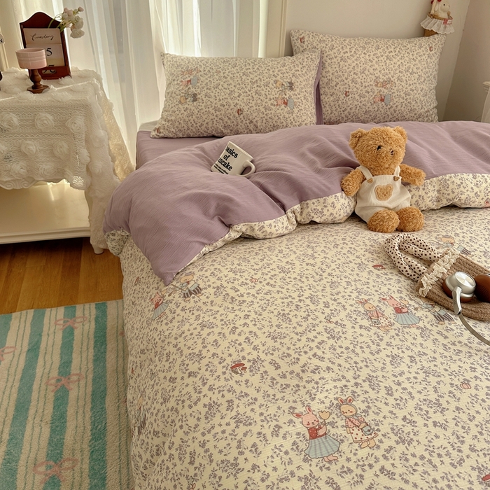 91家纺网 家纺一手货源 找家纺 瑞钰 2025新款甄选三层纱印花四件套 圆舞曲