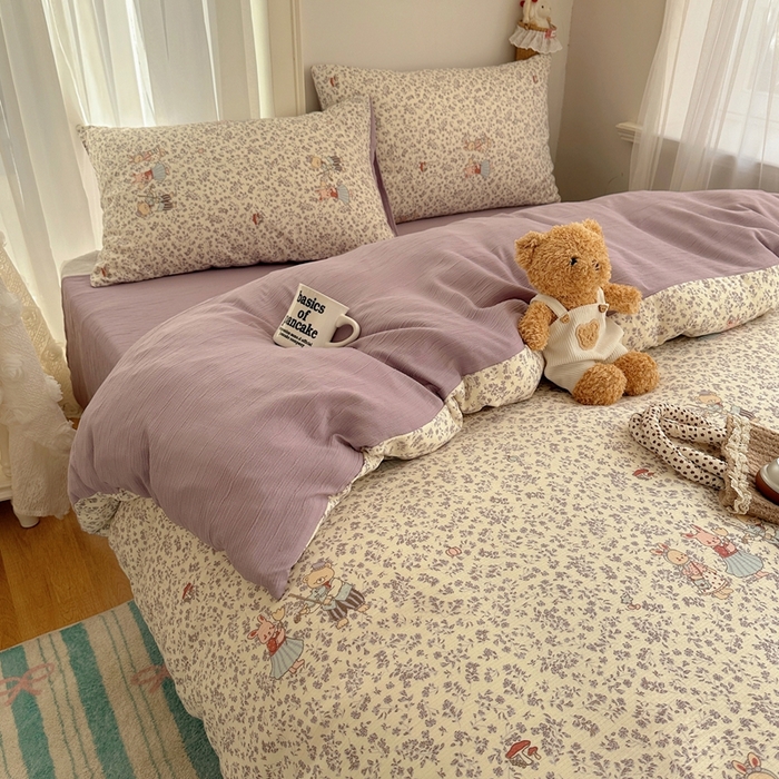 91家纺网 家纺一手货源 找家纺 瑞钰 2025新款甄选三层纱印花四件套 圆舞曲