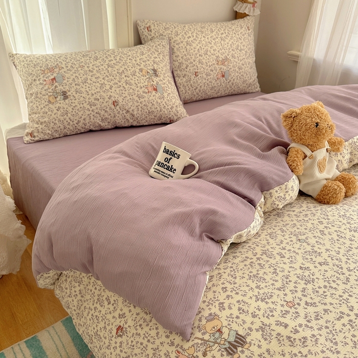 91家纺网 家纺一手货源 找家纺 瑞钰 2025新款甄选三层纱印花四件套 圆舞曲