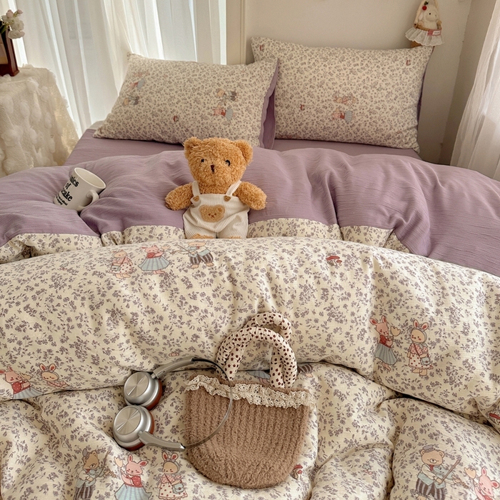 91家纺网 家纺一手货源 找家纺 瑞钰 2025新款甄选三层纱印花四件套 圆舞曲