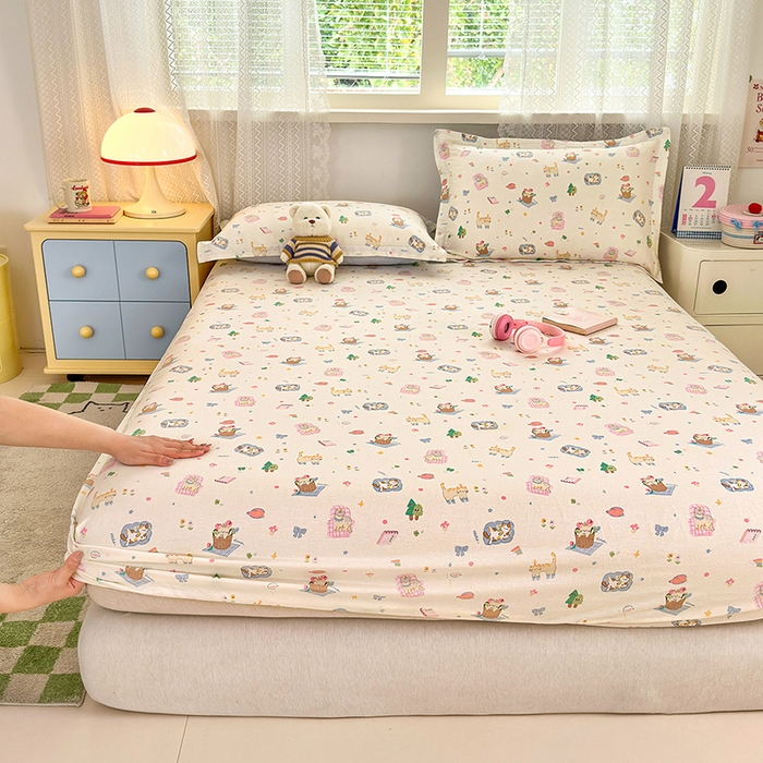 91家纺网 家纺一手货源 找家纺 （总）拾物记 2026新款第一批12868A类新疆全棉单品床笠系列（床笠宽度预留10厘米缩水尺寸, 90x200床笠高度15厘米，适合4-15厘米学生床垫使用，其他尺寸床笠高28cm 适合4-28厘米