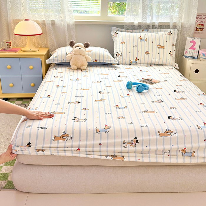 91家纺网 家纺一手货源 找家纺 （总）拾物记 2026新款第一批12868A类新疆全棉单品床笠系列（床笠宽度预留10厘米缩水尺寸, 90x200床笠高度15厘米，适合4-15厘米学生床垫使用，其他尺寸床笠高28cm 适合4-28厘米